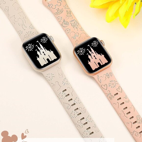 2 Packs Cartoon Engraved Band Compatible with Apple Watch Band 38mm 40mm 41mm 42 - Picture 4 of 6